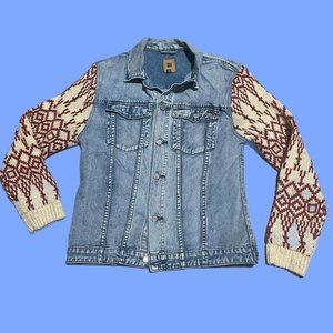 Insight knit and denim jacket with textile